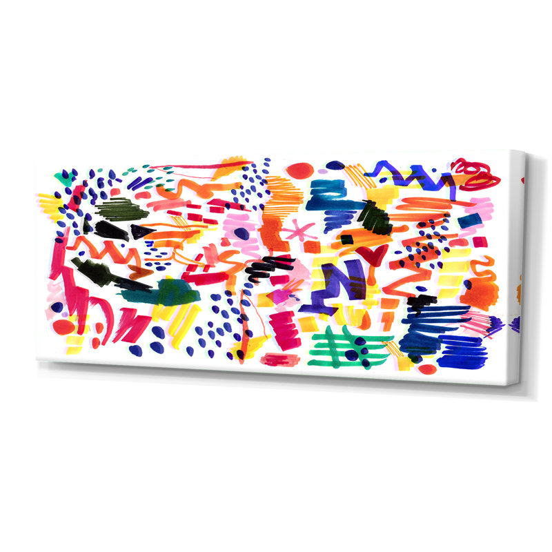 Motif moderne et multicolore futuriste - peinture sur toile, Toile tendue, H 28 po x l 60 po x P 1,5 po