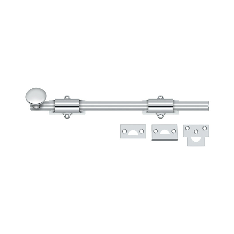 Boulon de surface 12 po Deltana 12SB26; robuste; finition chrome brillant, Chrome brillant