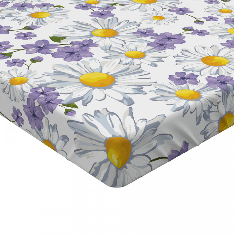 Microfiber Floral Fitted Sheet, Full Fitted Sheet, Purple Floral