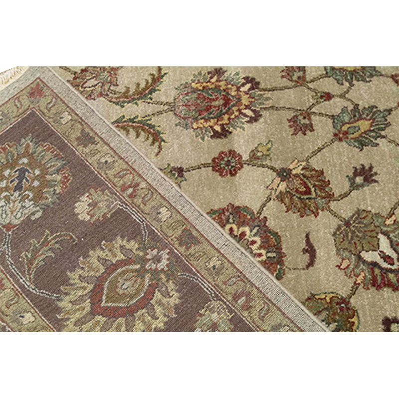 Tapis beige et brun noué à la main de haute qualité