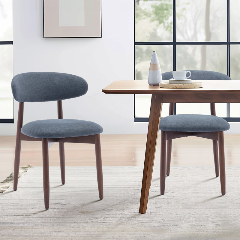 Chaise d'appoint rembourrée en bois massif Vannie, Bleu, Brown