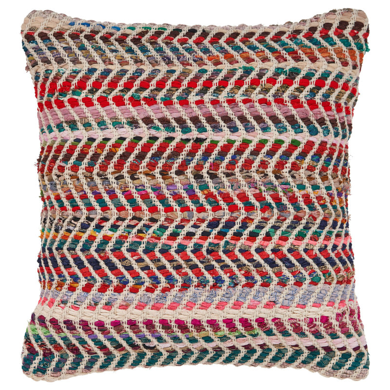 Multicolor Chevron Woven Square Throw Pillow 18"