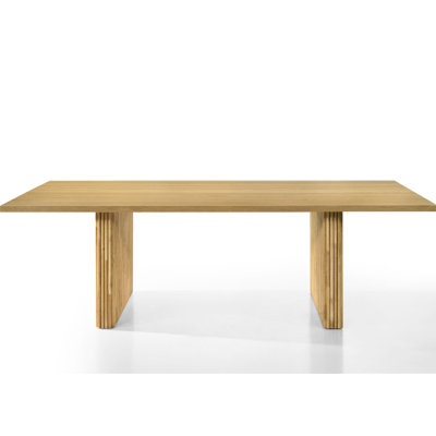 Table de salle à manger rectangulaire avec design naturel, plateau épais de 37 mm, piédestaux doubles, 94 x 47 x 30, 240 lb, table de finition en bois et placage, épaisseur du plateau de table,