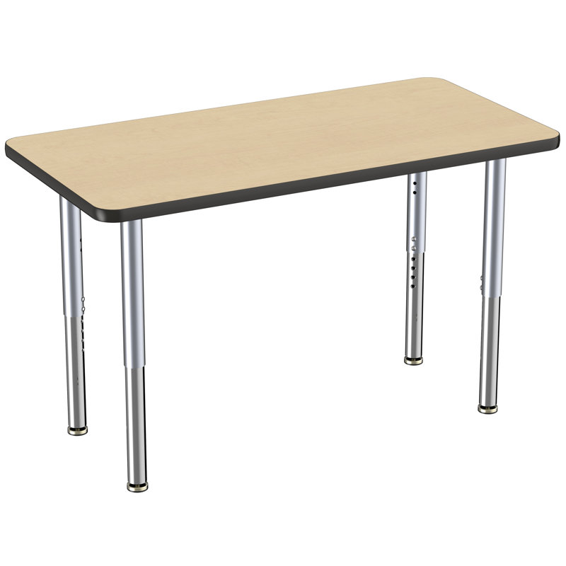 Table rectangulaire d'activité rectangulaire avec pieds réglables, Érable / noir, Super, 24 po x 48 po