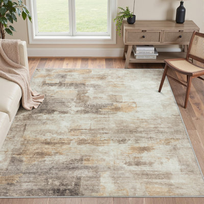 Elroy Modern Abstract Machine Washable Area Rug With Non-Slip Backing