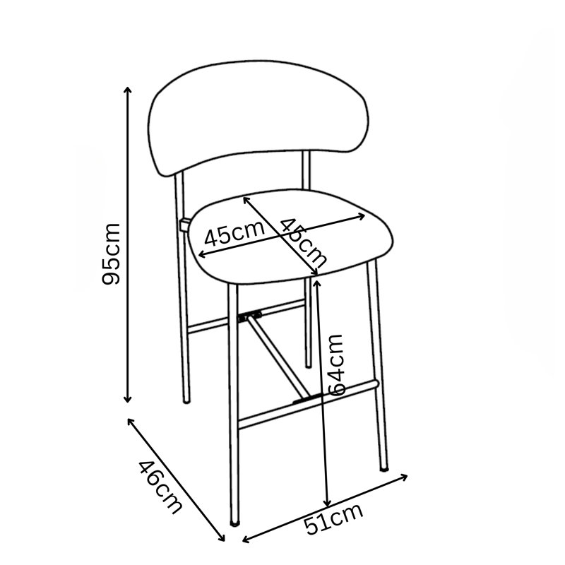 Luna Leather Counter Bar Stool, Grey 