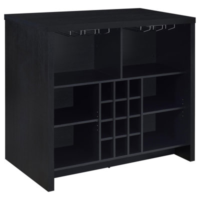 Irving Black Freestanding Home Bar With Open Storage