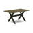 6 Piece Dining Set Contains a Rectangle Dining Room Table with X-Legs and 4 Dark Gotham Linen Fabric Parson Chairs with a Bench, Black Finish-85265031-85265039