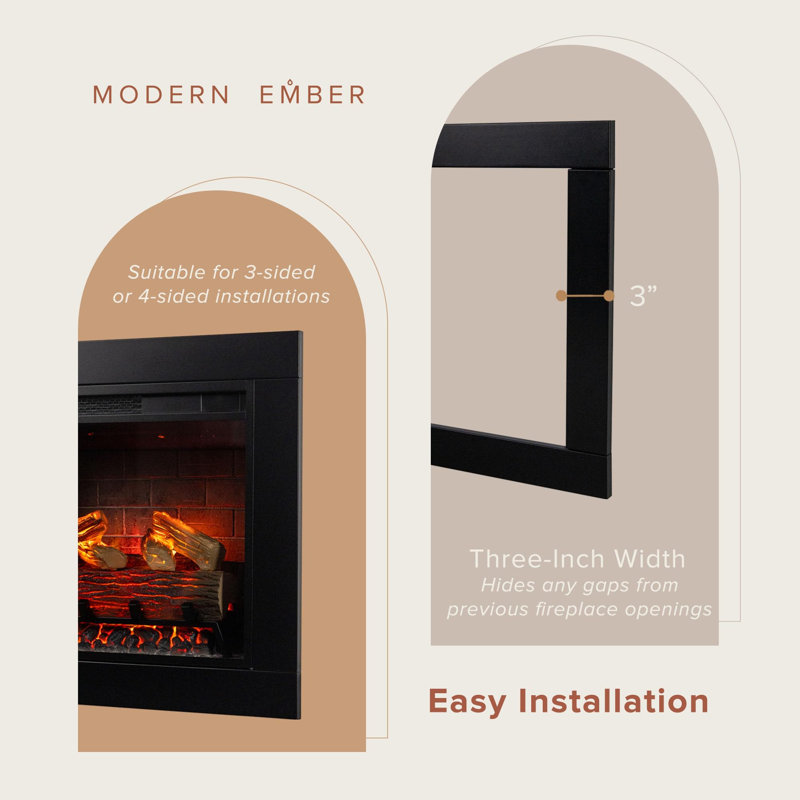 Modern Ember Uptown Electric Fireplace Trim Kit, 3-Inch Trim - Fireplace Sold Separately, 23"