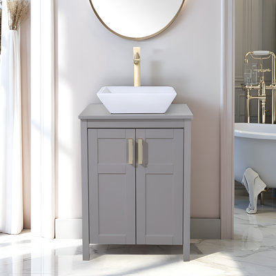 Meuble-lavabo simple 24 po avec comptoir en céramique 24 po