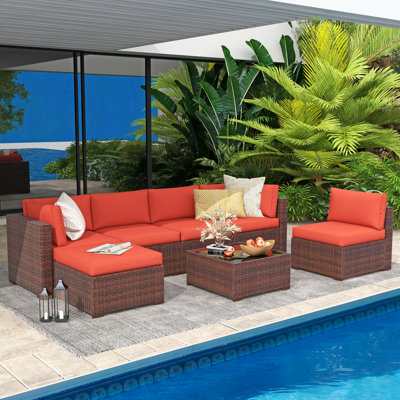 Ensemble de conversation modulaire avec coussins 7 pièces Axwell