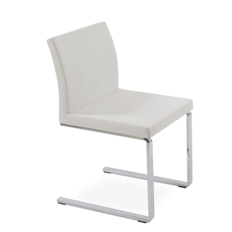 Aria Flat Side Chair, White Leatherette