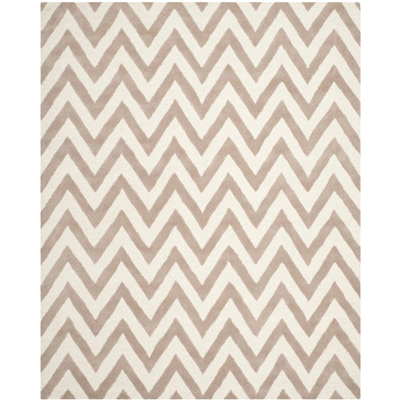 Sanyla Hand Tufted Wool Chevron Rug, Rectangle 8' x 10'
