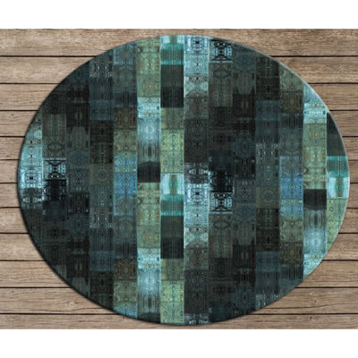 Tapis gris / noir en polyester tissé à plat à la machine Grayton