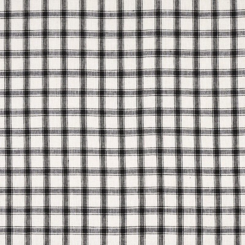 Crawford Linen Check Fabric, Basalt