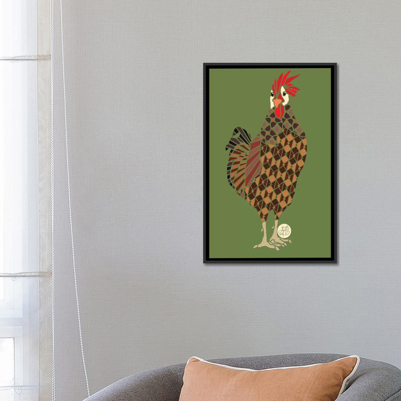 « poulet » par angelika parker, impression sur toile tendue, H 26 po x l 18 po x P 1,5 po, Toile avec cadre noir