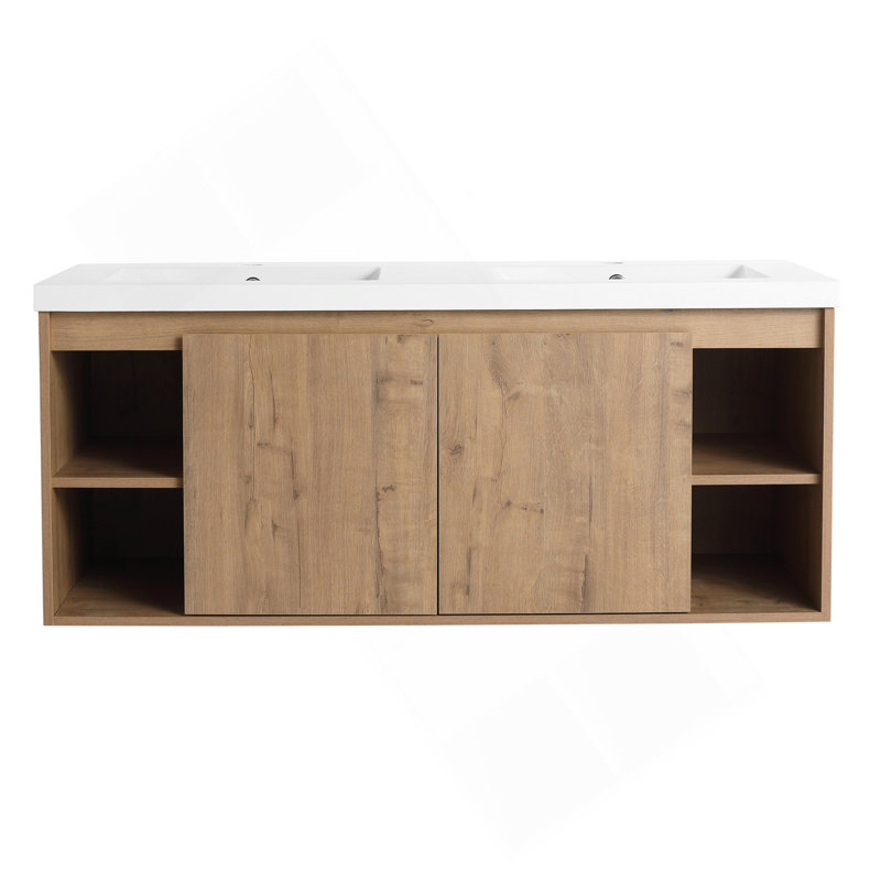Meuble-lavabo mural 48 po avec lavabo double et charnière de porte à fermeture en douceur (ensemble KD) -BVB07348IMOX-GRB4840D