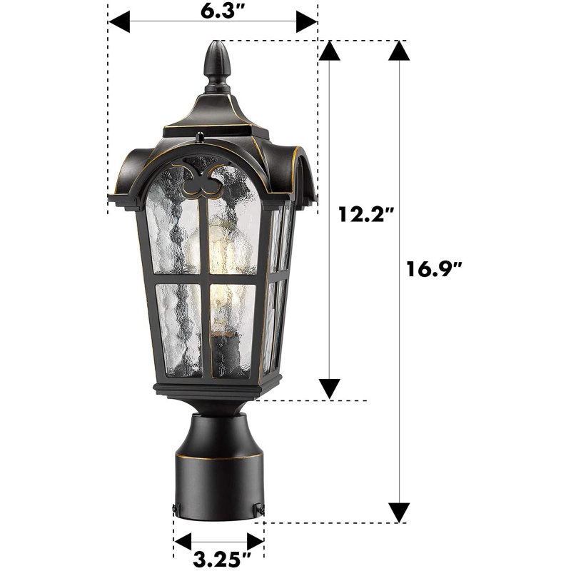 Tête de lanterne câblée 1 lumière Dresyn H 16,9 po noire