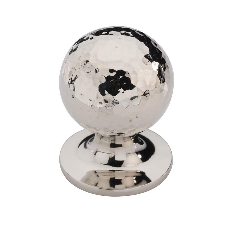 Hammered Orb Cabinet Knob, 1.5, Polished Nickel