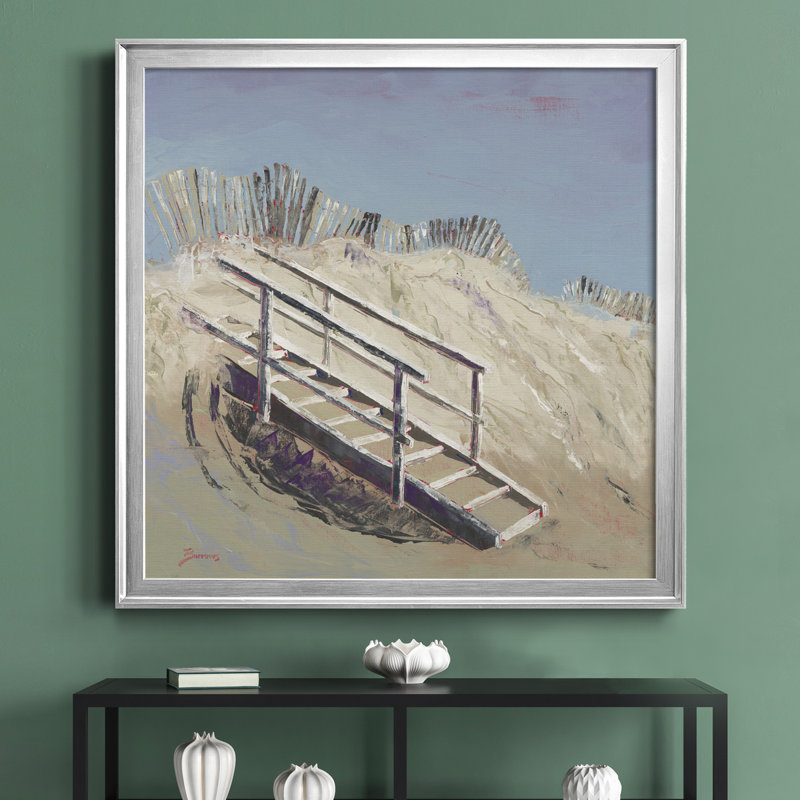 Beach Access - Cadre photo, reproduction d'art sur toile, H 26,5 po x l 26,5 po x P 1,5 po, Encadré gris