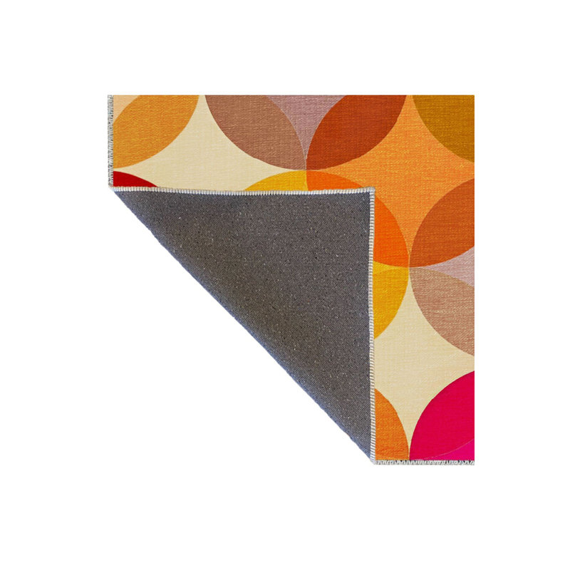 Multi Color Mixed Geometric Circle Quadrilateral Shape Pattern Modern Decorative Machine Washable Area Rug