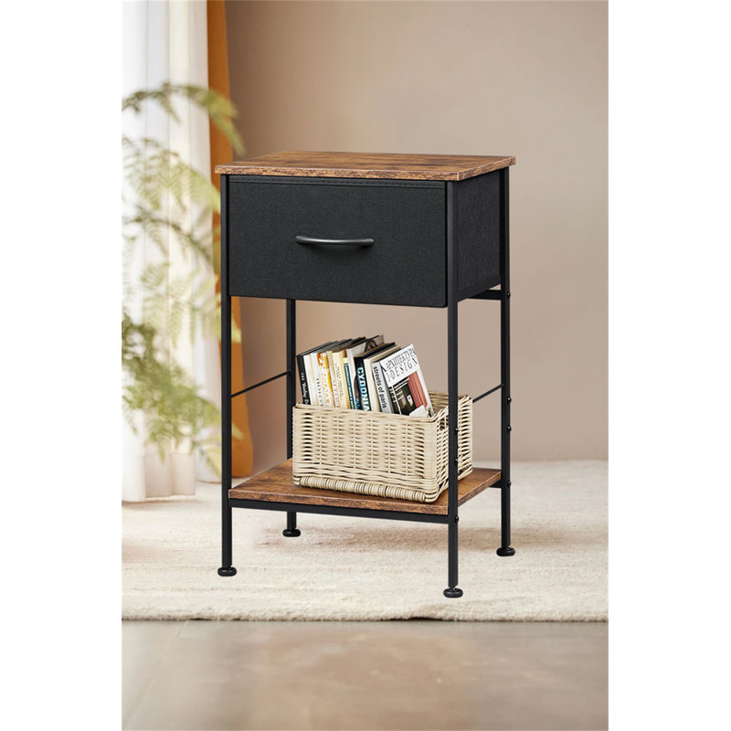 Table de chevet en tissu - Élégante et multifonctionnelle, Brun rustique