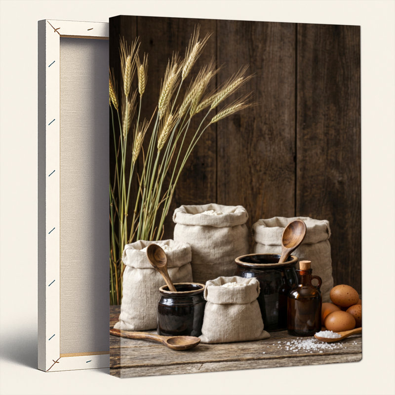 Ensemble de 1 tableau sur toile rustique représentant une ferme, 48"H x 36"W, Toile tendue