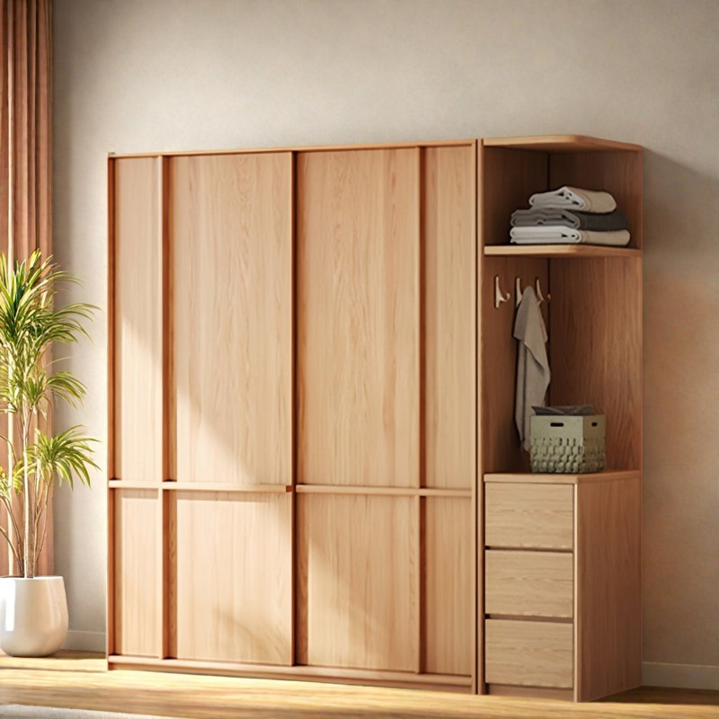 Simple Modern Log Style Push Pull Wardrobe, 78.74" H x 78.74" W x 23.62" D