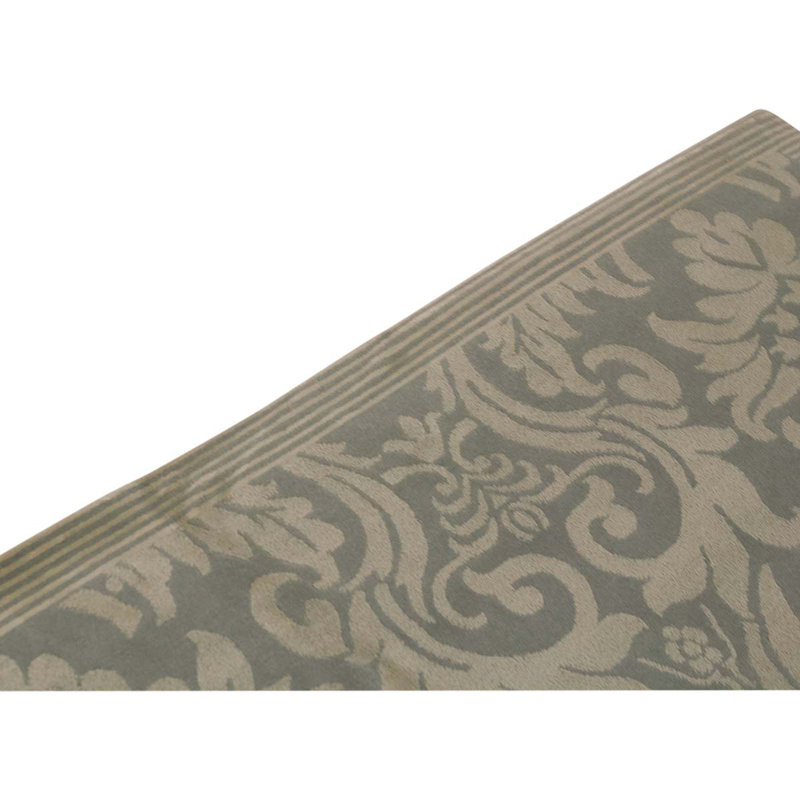 Tapis vert clair / gris noué à la main de conception unique 8 pi 2 po x 10 pi