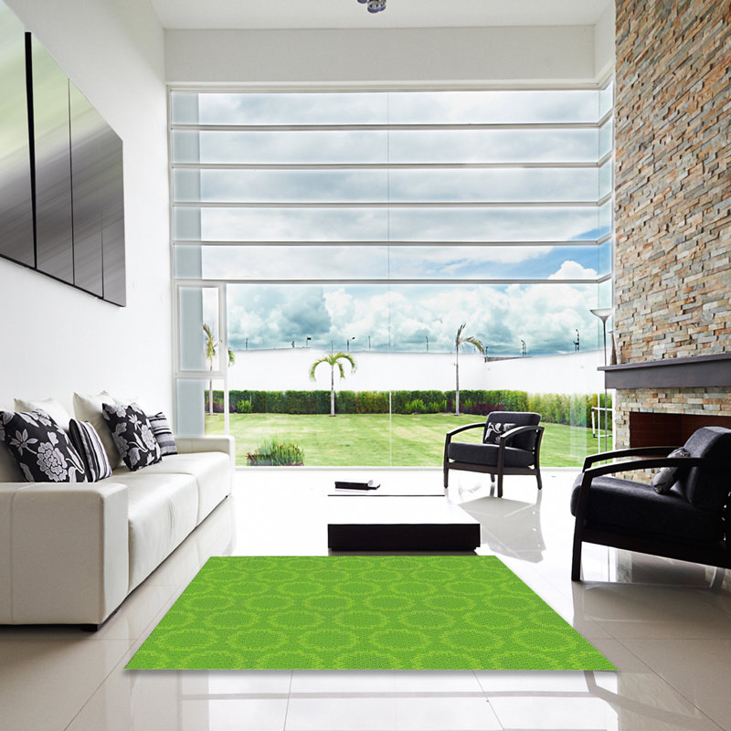 Tapis tissé à la machine vert, Carré 3 pis