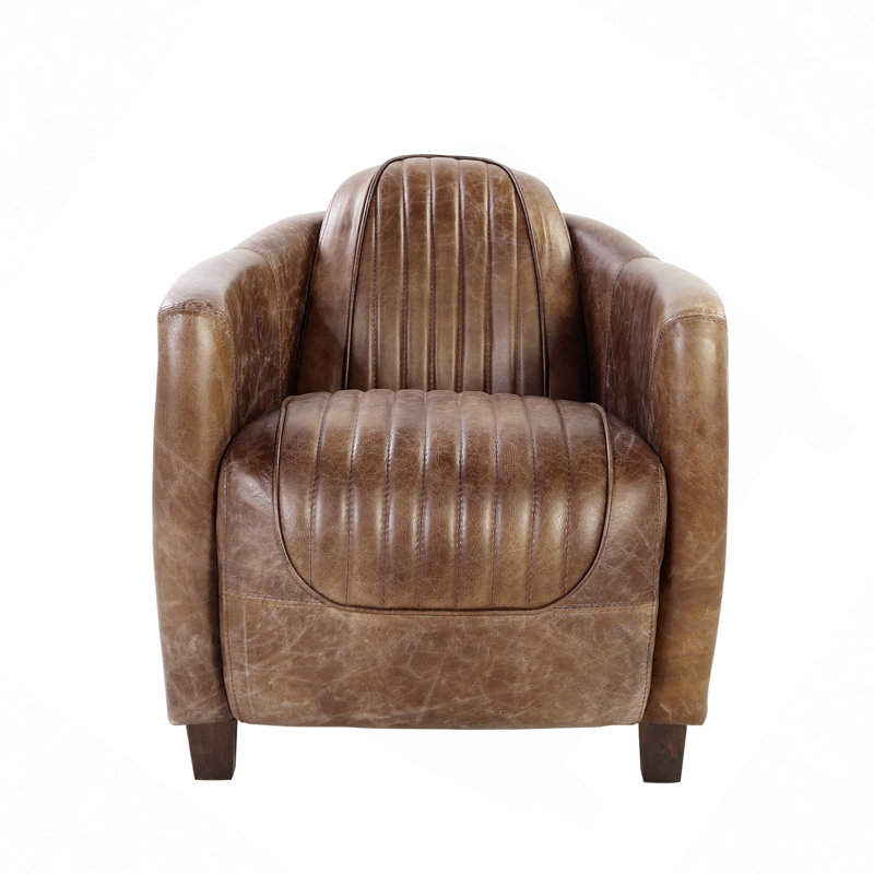 Chaise en cuir et aluminium rétro Brancaster