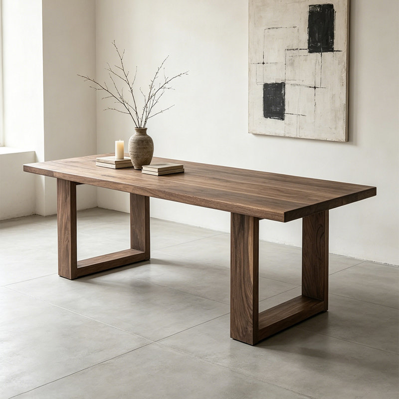Nut-brown Rectangular Solid Wood Dining table, 29.53"H*62.99"W*31.5"D, Nut-brown