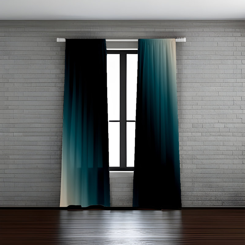 Angecourt Semi Sheer Curtain Panel Pair, Blue/Grey/White, 40" W x 52" L