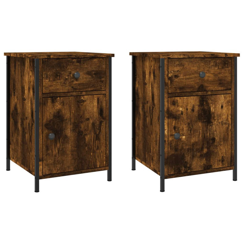 Maybritt 40cm W Bedside Table, Smoked Oak, Set of 2