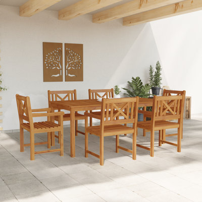 6 - Person Wood Patio Dining Set with Rectangular Table