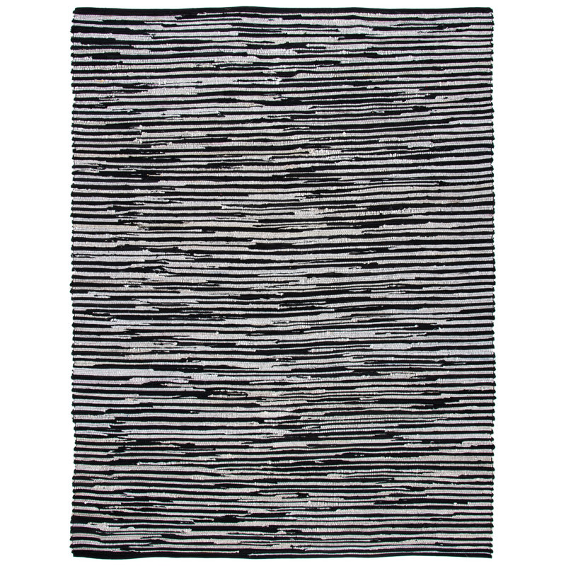 Fales Rag Rug Hand Woven Cotton Striped Rug, Rectangle 8' x 10'