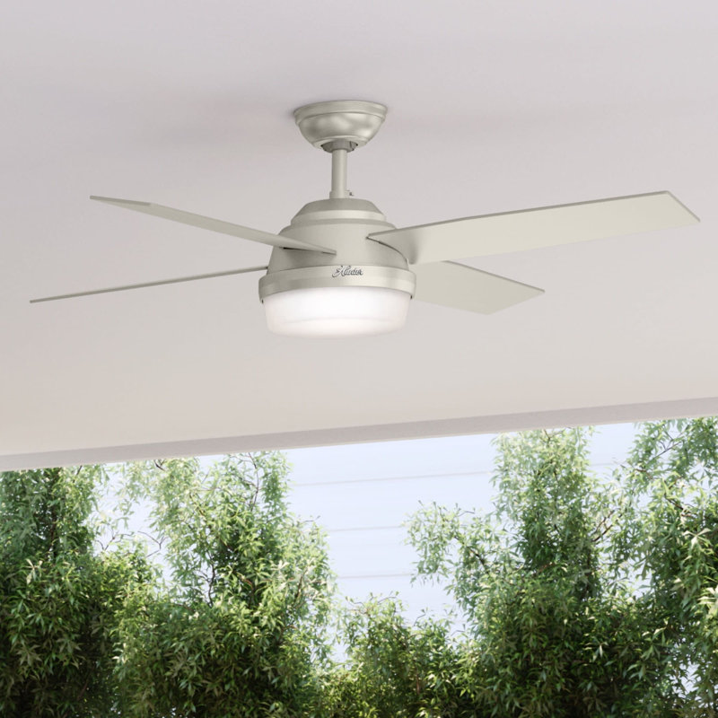 52'' Matte Nickel Ceiling Fan with LED Light and Remote