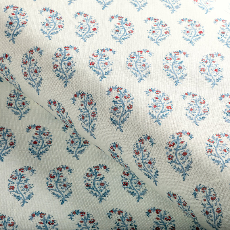 Indiennes Paisley Fabric, Berry