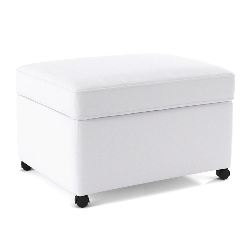 Repose-pieds rembourré Rika, Tissu blanc Sunbrella®