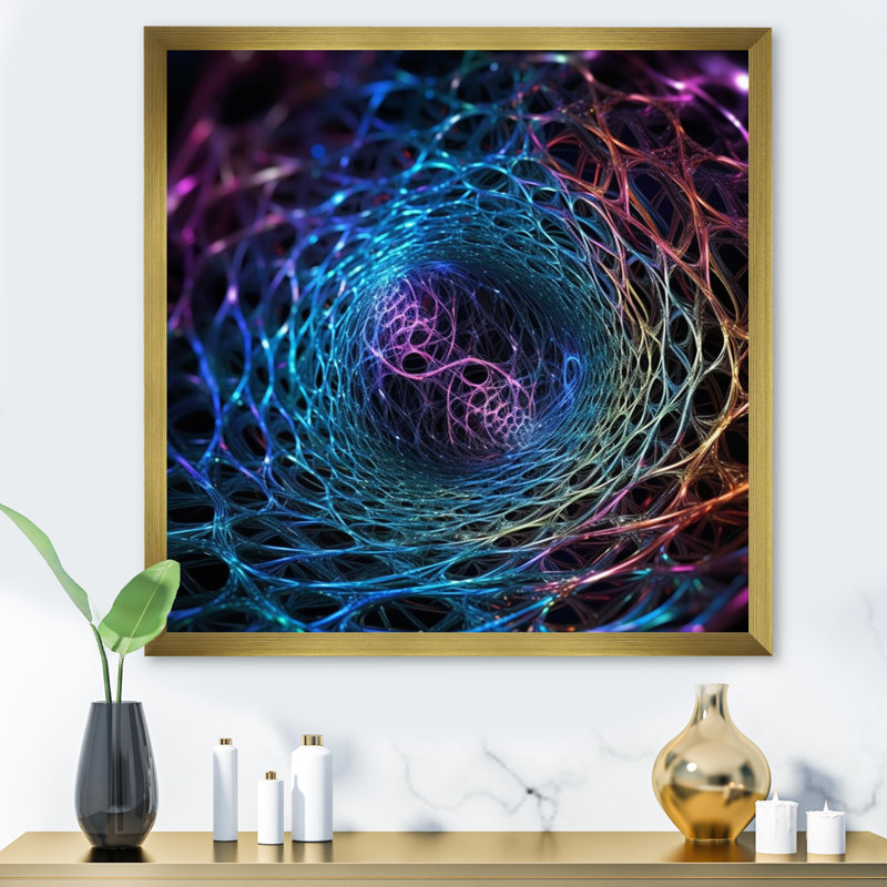 Impression sur toile Infinity Net Space Matrix I - Fractals, Cadre simple blanc, H 16 po x l 16 po x P 1 po