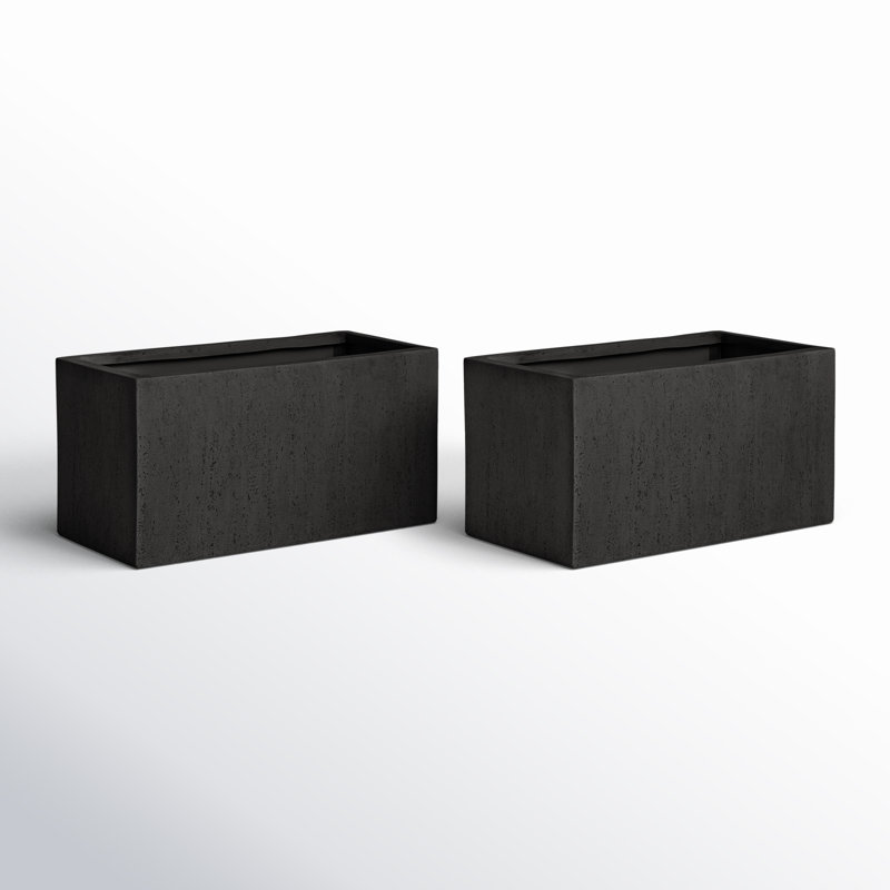 Shiner Lightweight Concrete Planter Box Set, Black, 2, 18" H x 35.25" W x 18" D