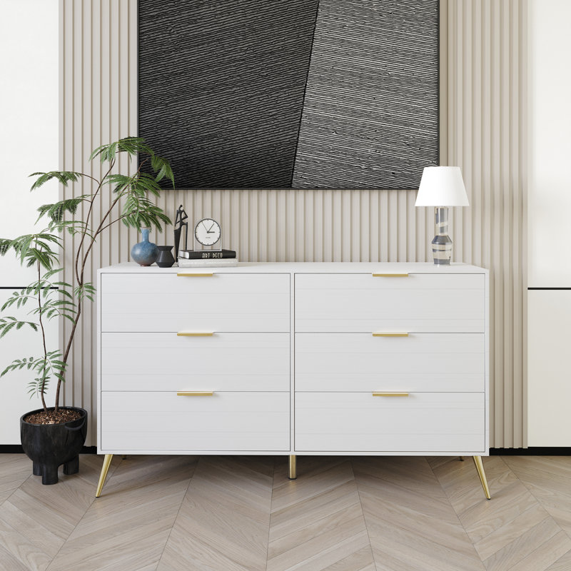 Rafiat 52.56'' W 6 - Drawer Dresser, White