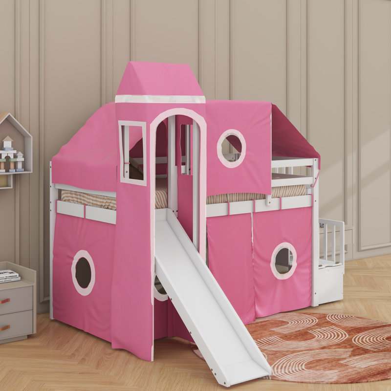 Lit mezzanine simple avec tente et tour