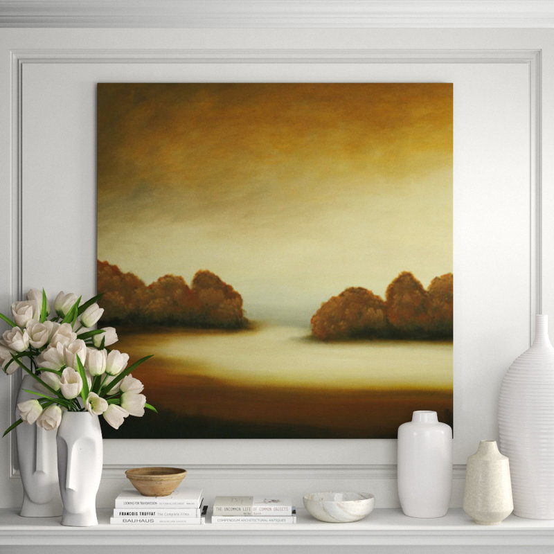 Golden Landscape Painting, Outdoor, 47" H x 47" W