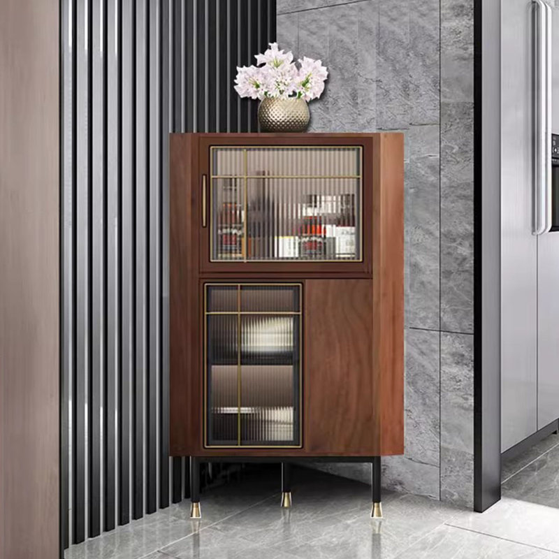 Armoire de coin en bois manufacturé, Noyer
