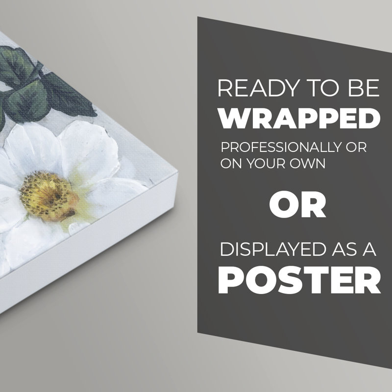 Fleurs blanc vif II - impression sur toile seulement - NON CADRE, H 18 po x l 12 po
