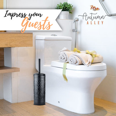 Autumn Alley Matte Black Toilet Brush And Holder Set, Metal