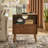 Mid Century Modern Fluted Nightstand With Charging Station USB Ports & Outlet Hole & 4 Solid Wood Legs, Farmhouse End Table With Open Space And Drawer Dresser