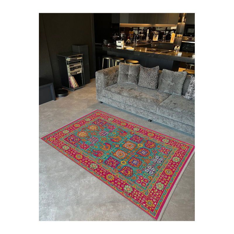 Tapis tissé vert Mosso, 4'11" x 9'10"