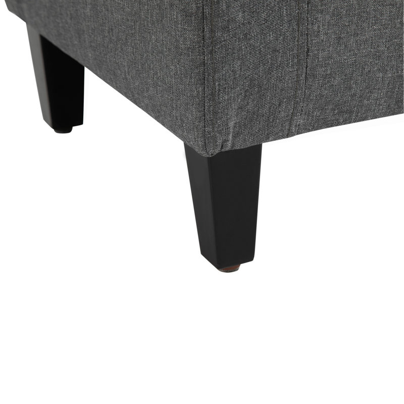 Pouf de rangement, banc de rangement capitonné en lin avec couvercle relevable et boutons de salon, gris, Gris